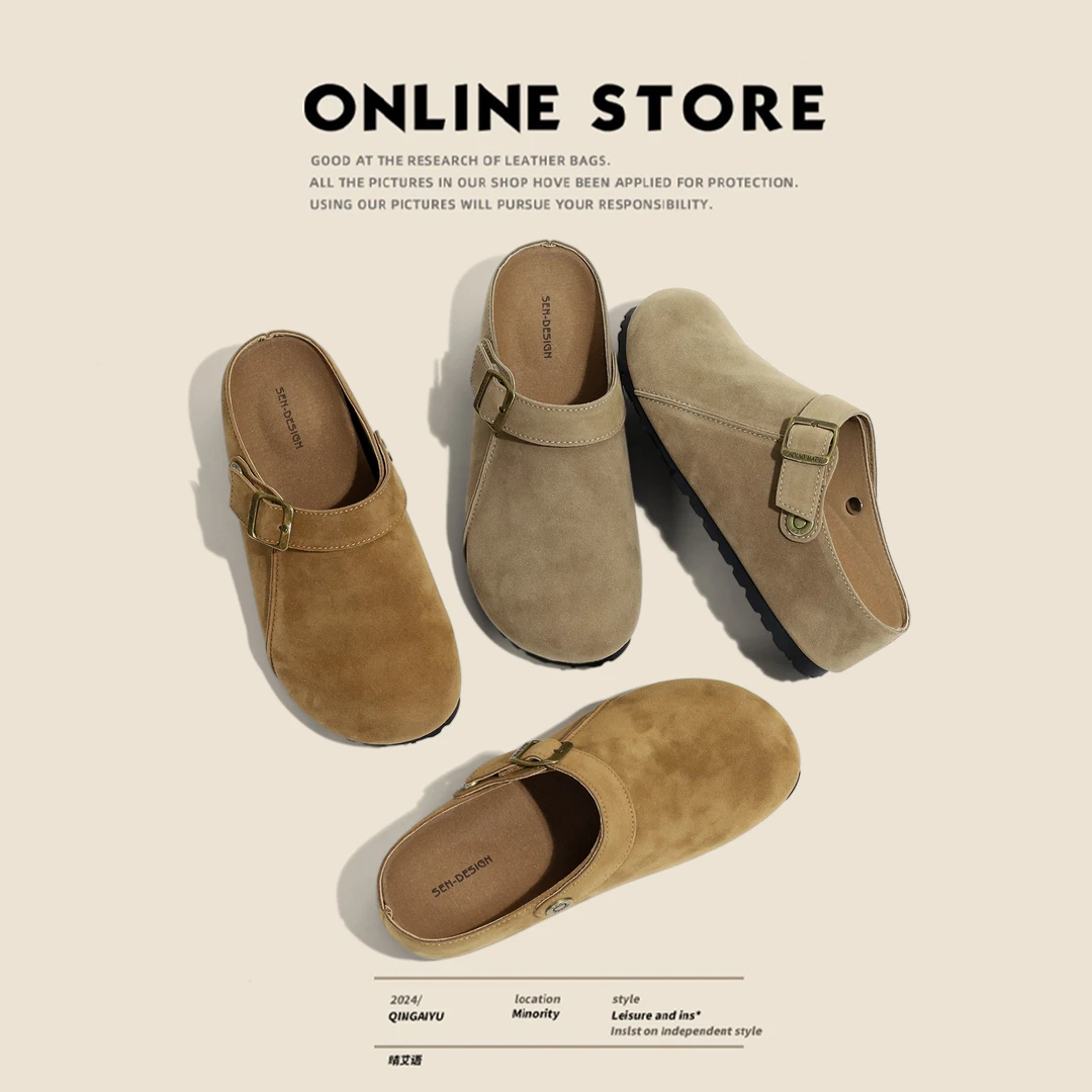 厚底勃肯鞋女2025年春季新款包头半拖鞋外穿时尚休闲一脚蹬懒人鞋