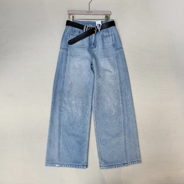 【四姐家】满天星烫钻直筒裤牛仔裤 6328