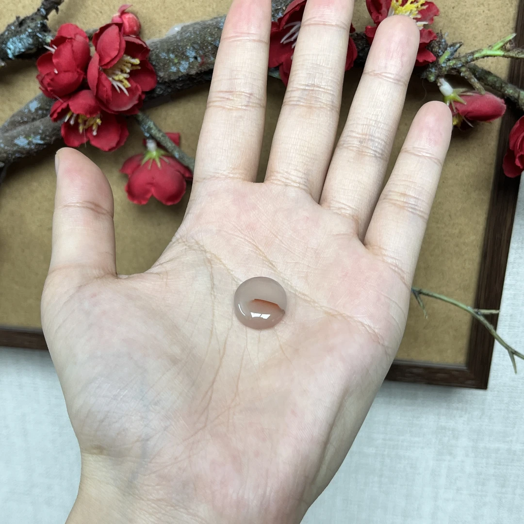 原矿九口荔枝冻冰飘南红圆饼挂饰14.9mmGX680441