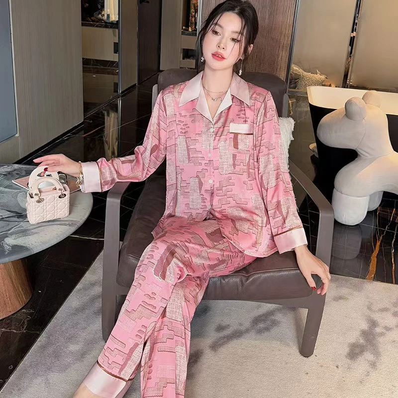 2025春季新款冰丝睡衣女时尚卡通网红时装套装CWS家居服