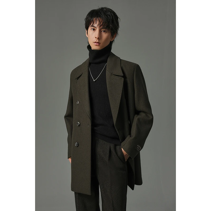 【捡漏区~中短款羊毛大衣】男士韩版短款痞帅休闲呢子外套FLD15