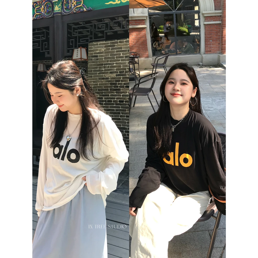 In Tree张桶桶【字母T】字母印花长袖T恤百搭上衣街头风 ST23832