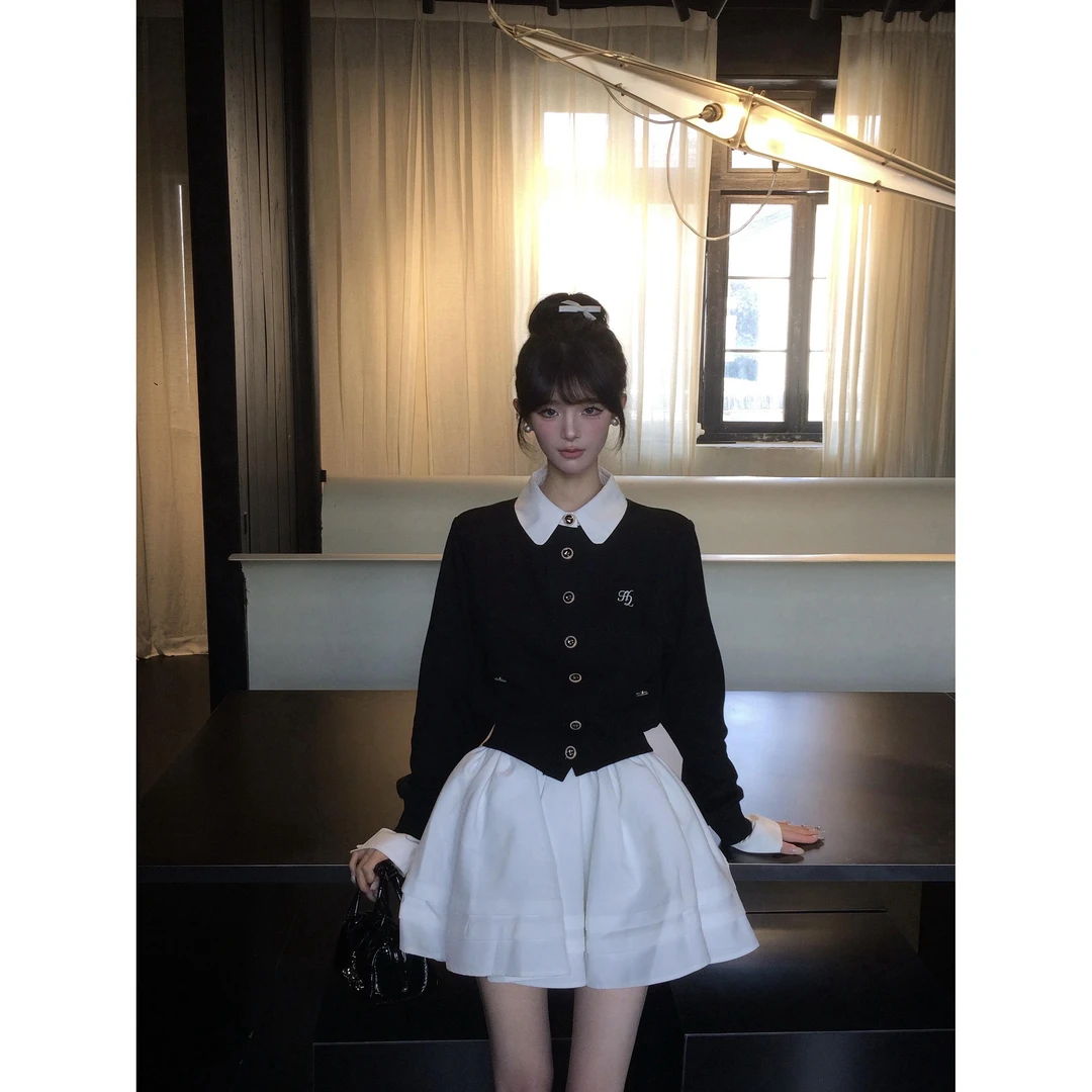 2025早秋超火一整套洋气减龄时尚休闲通勤风穿搭开衫短裙套装