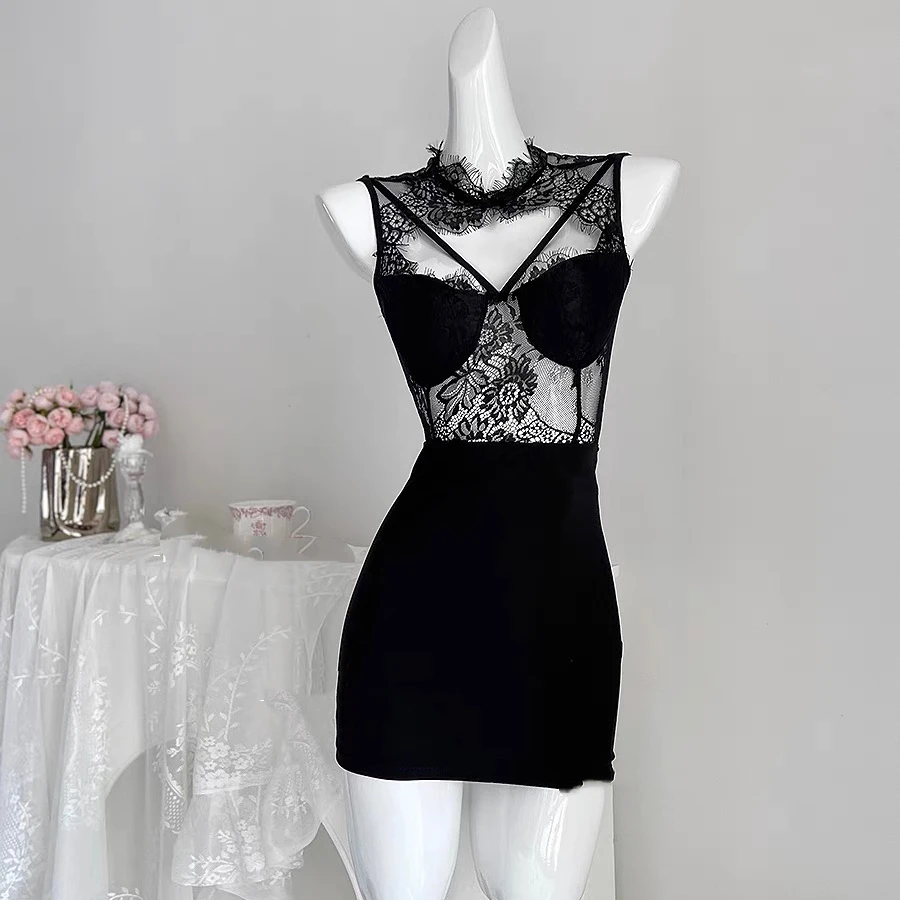 黑玫瑰*纯欲御姐约会性感显胸显瘦睡裙包臀辣妹短裙
