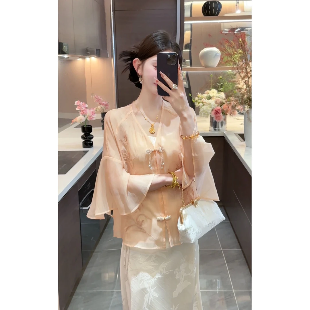 【周粥】【芍药】2025新款国风重工提花缎面设计感上衣预JJC5SY0978