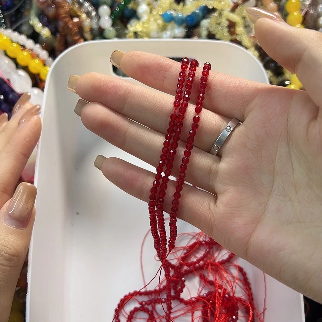 玛瑙/玉髓未镶嵌珠宝半成品7A卡3红玛瑙两条