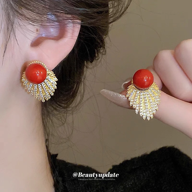 铜合金耳饰 新款羽毛耳环精致设计轻奢简约高级感耳饰女