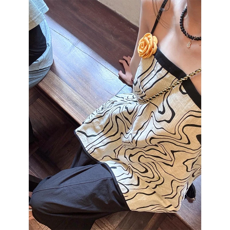 度假风无袖背心显瘦打底衫吊带黑色阔腿西装裤垂感休闲超长拖地裤