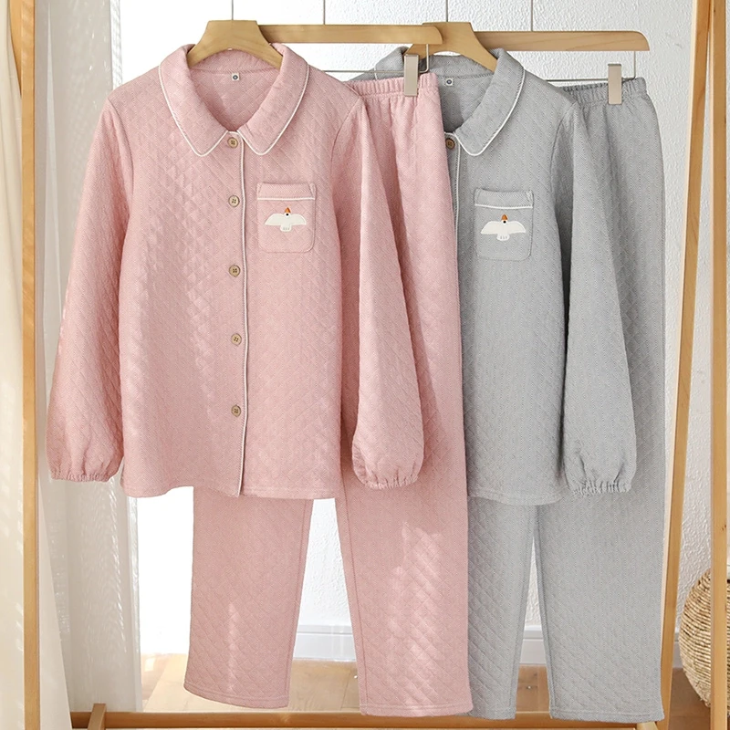 『小个子专属』秋冬夹棉长袖睡衣女士家居服套装MY0201