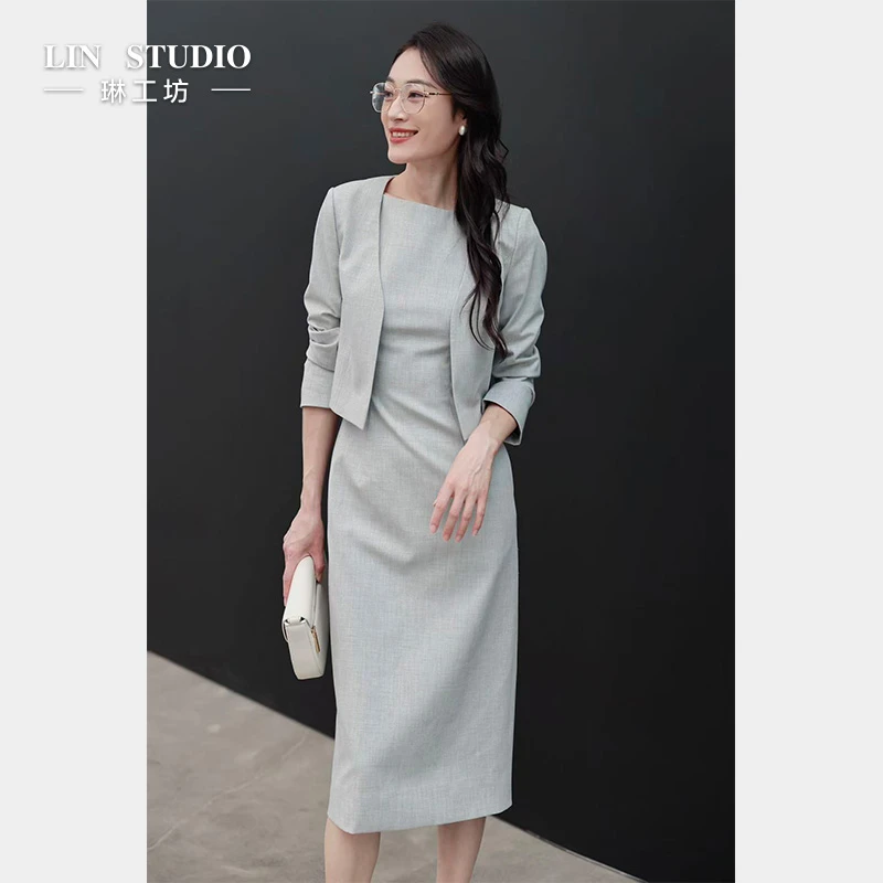 【外套】琳工坊“冉悠”灰色西服气质优雅职场干练简约百搭唐琳设计师