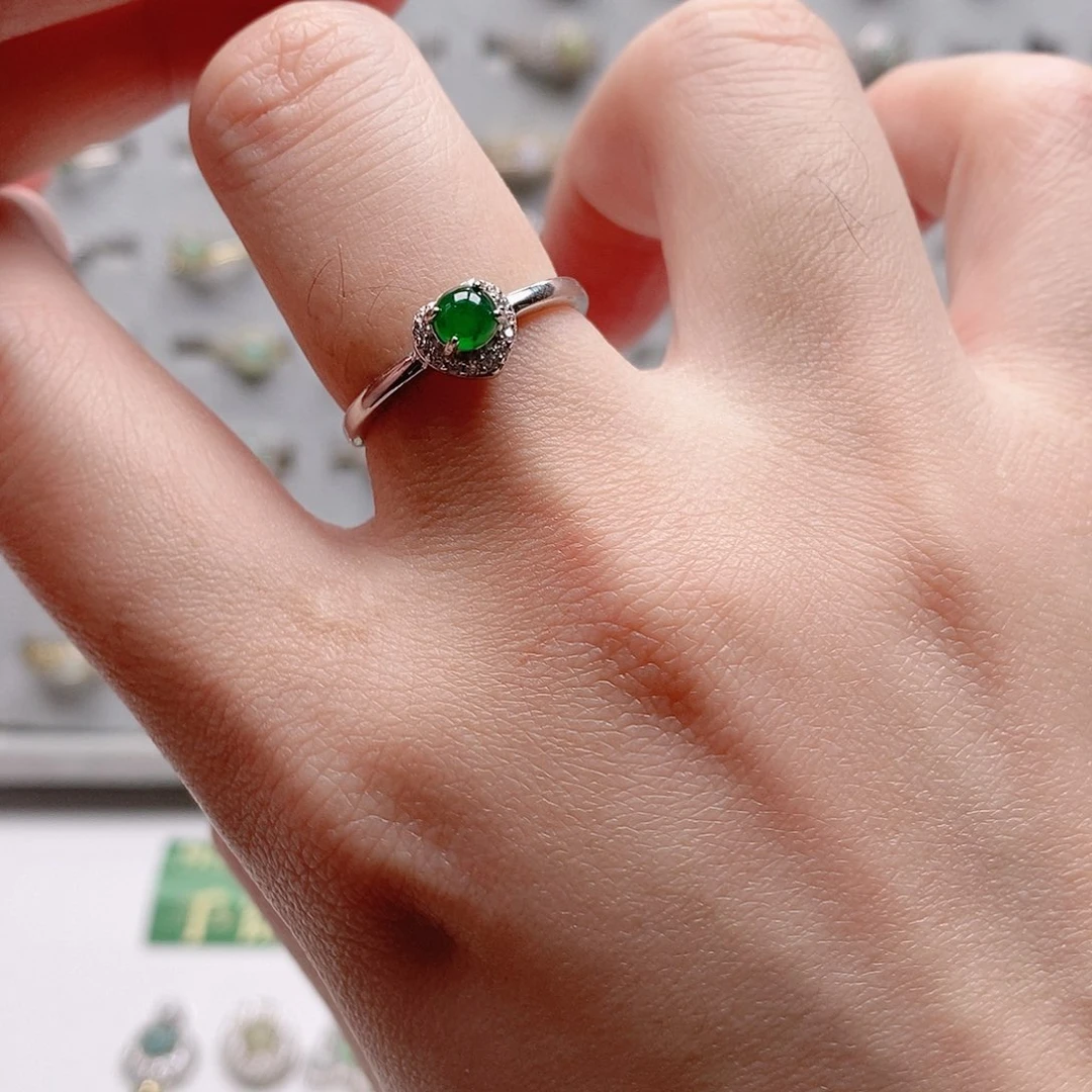 翡翠银S925镶嵌戒指