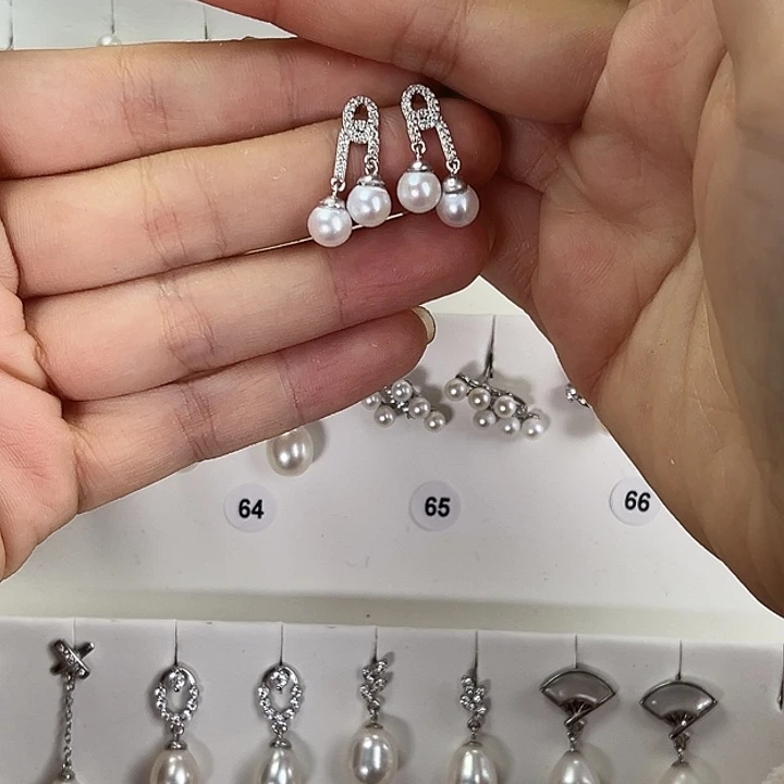 淡水珍珠耳饰银S925镶嵌
