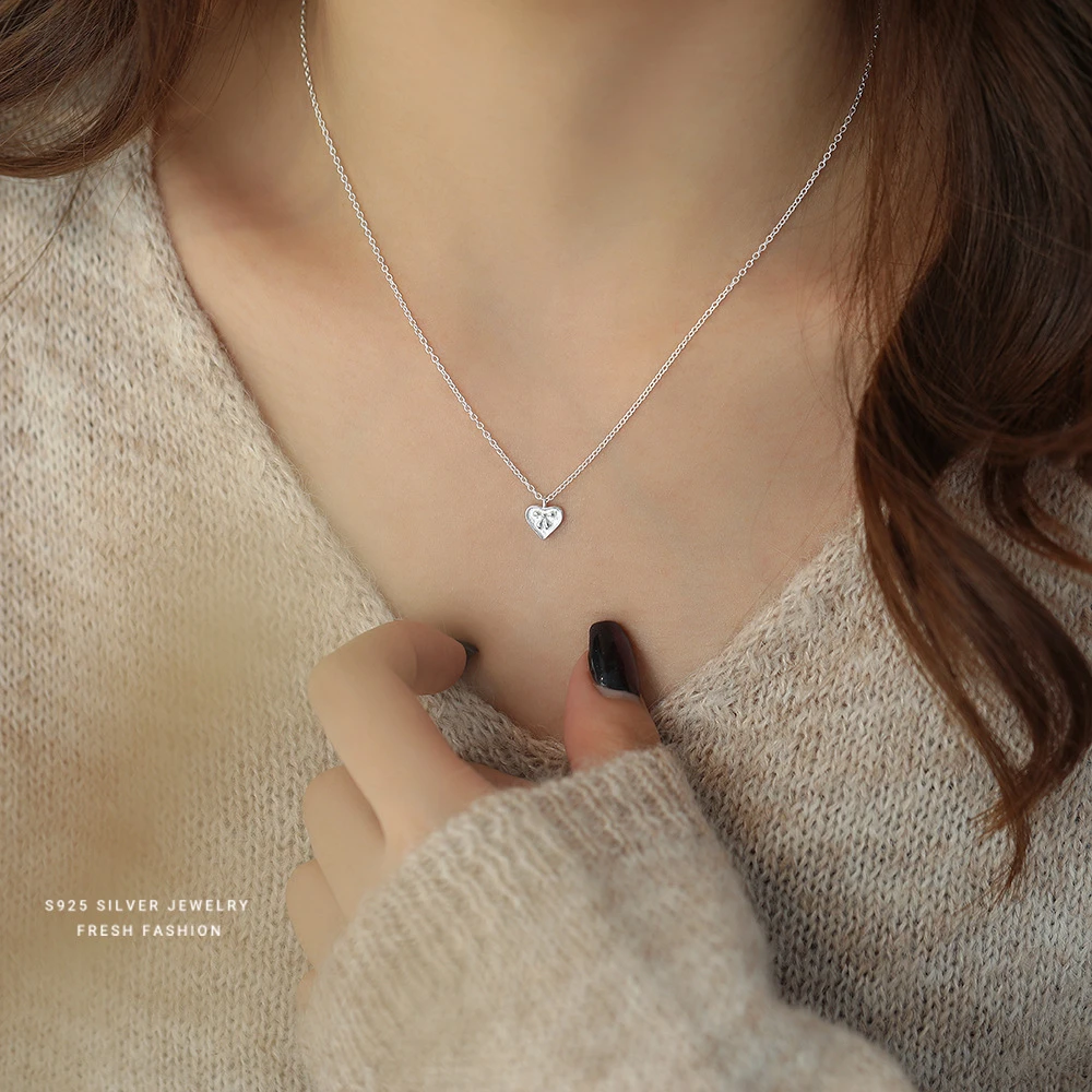 坠链均925银 纯银甜美爱心项链简约小众设计百搭时尚小清新锁骨链