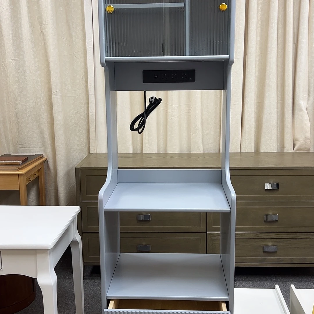 实木家具厨边柜浅灰