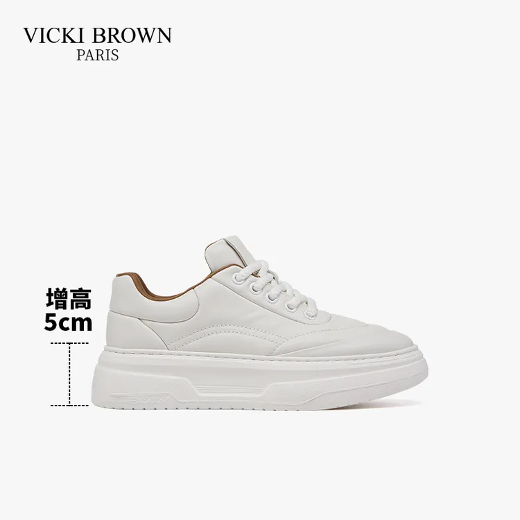 VICKI BROWN法国品牌潮鞋男白低帮鞋厚底鞋子时尚休闲鞋