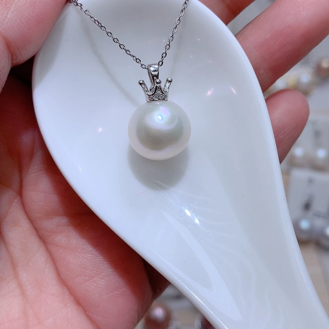 淡水珍珠银S925镶嵌吊坠(赠链)CC13m m