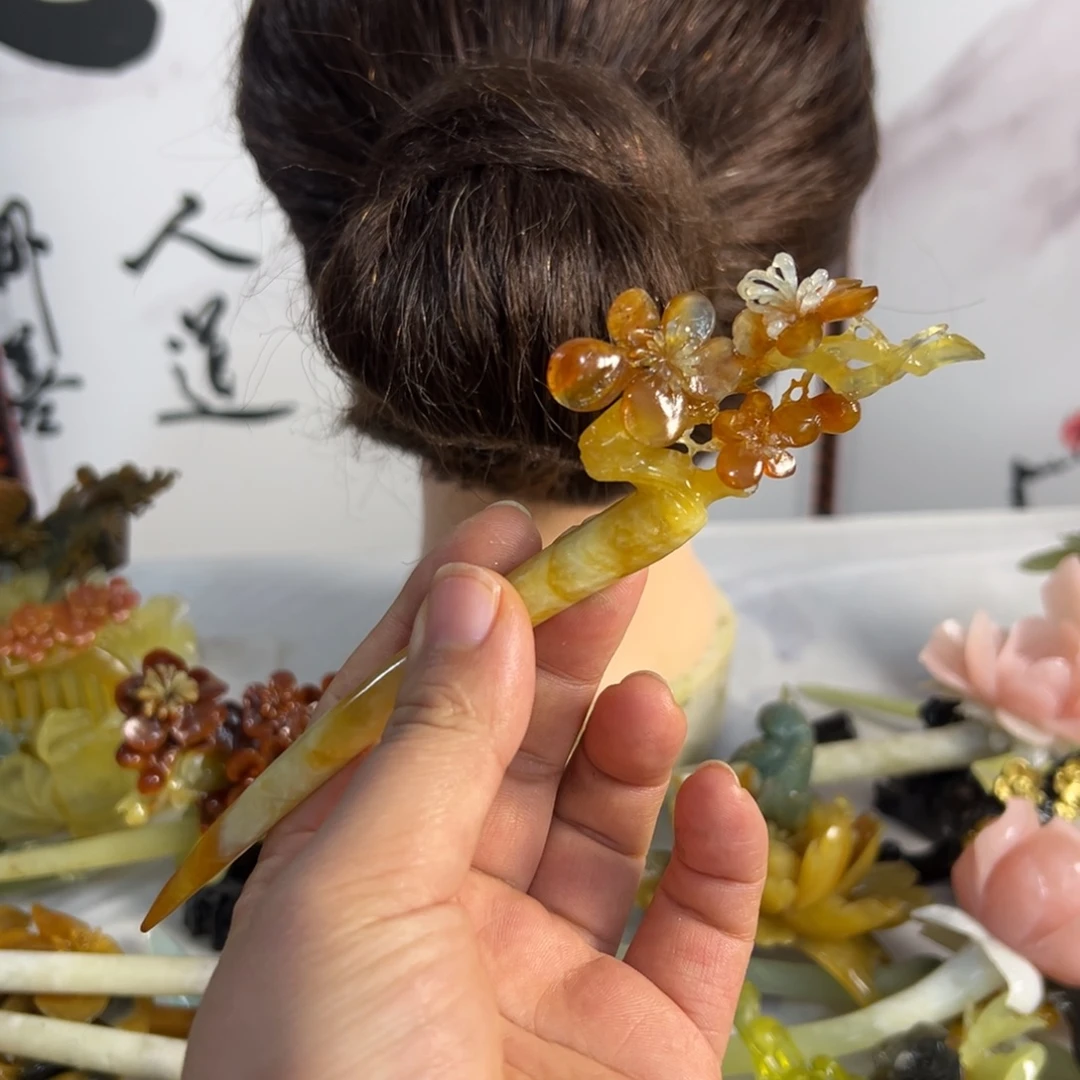 定制蛇纹石玉毛货发饰