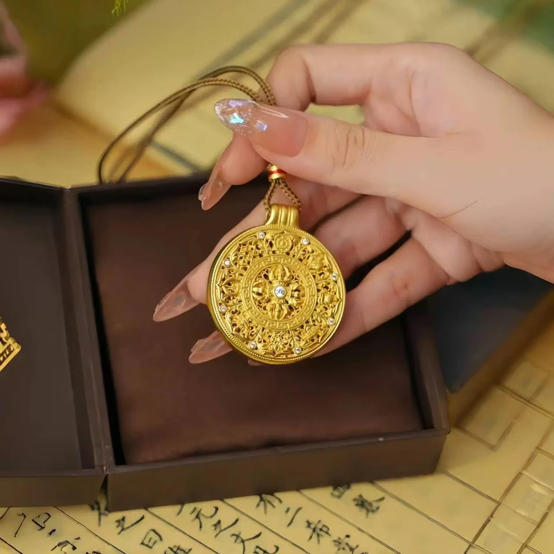 铜合金项链 杨茹家八宝罗盘复古国风项链