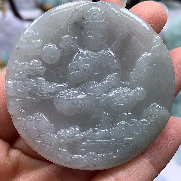 翡翠未镶嵌颈饰山水观音福利洒乌鸡料