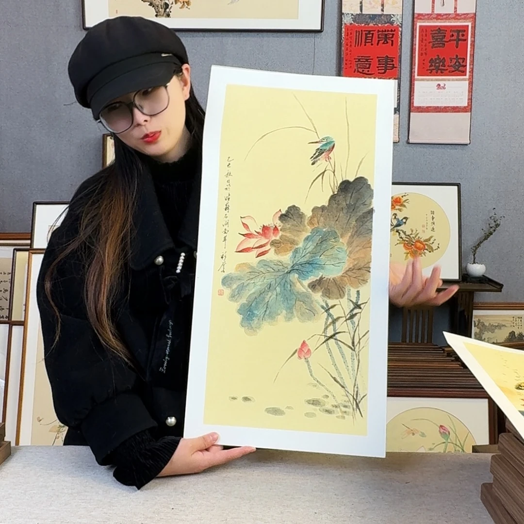 国画手绘带框尺寸： 36*69