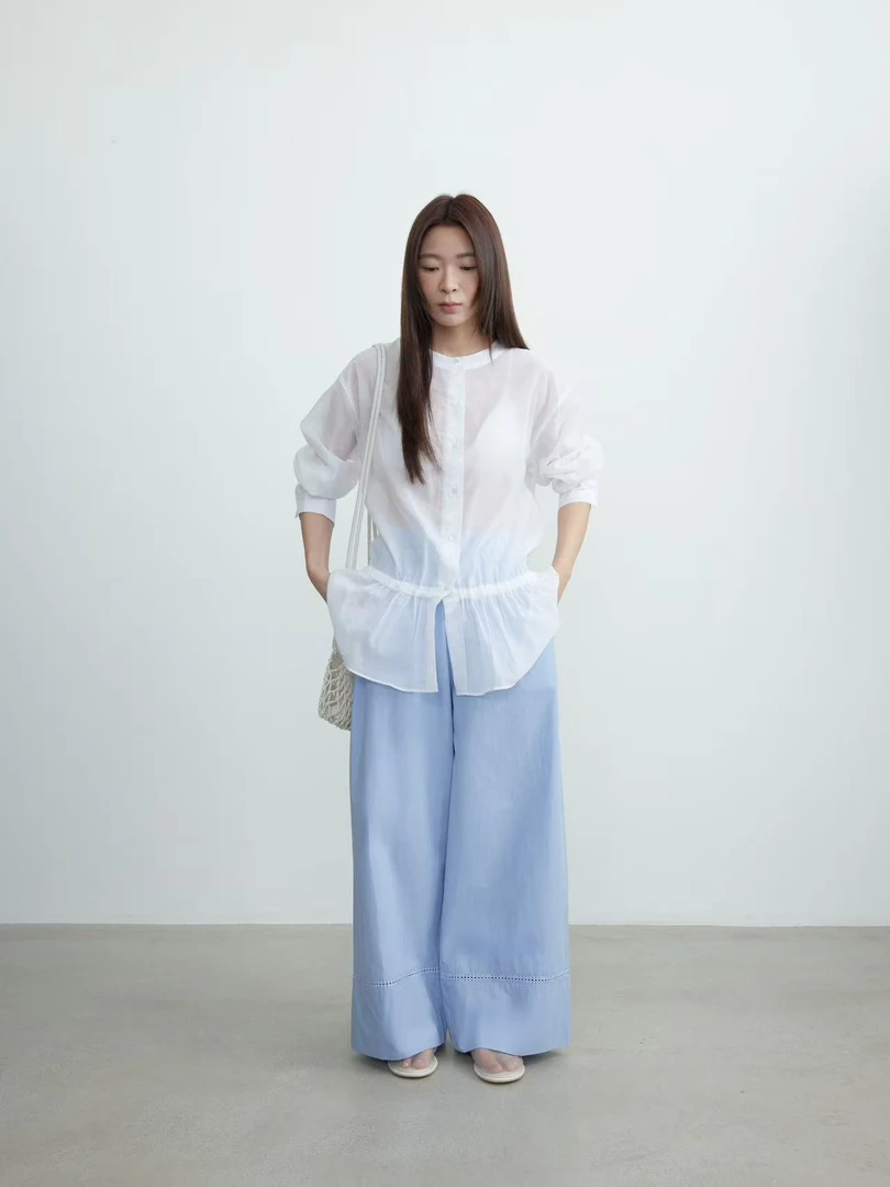 【NO退NO换】鑫燃KIKI 纯色小众时尚抽绳衬衣 51613 ET（F）