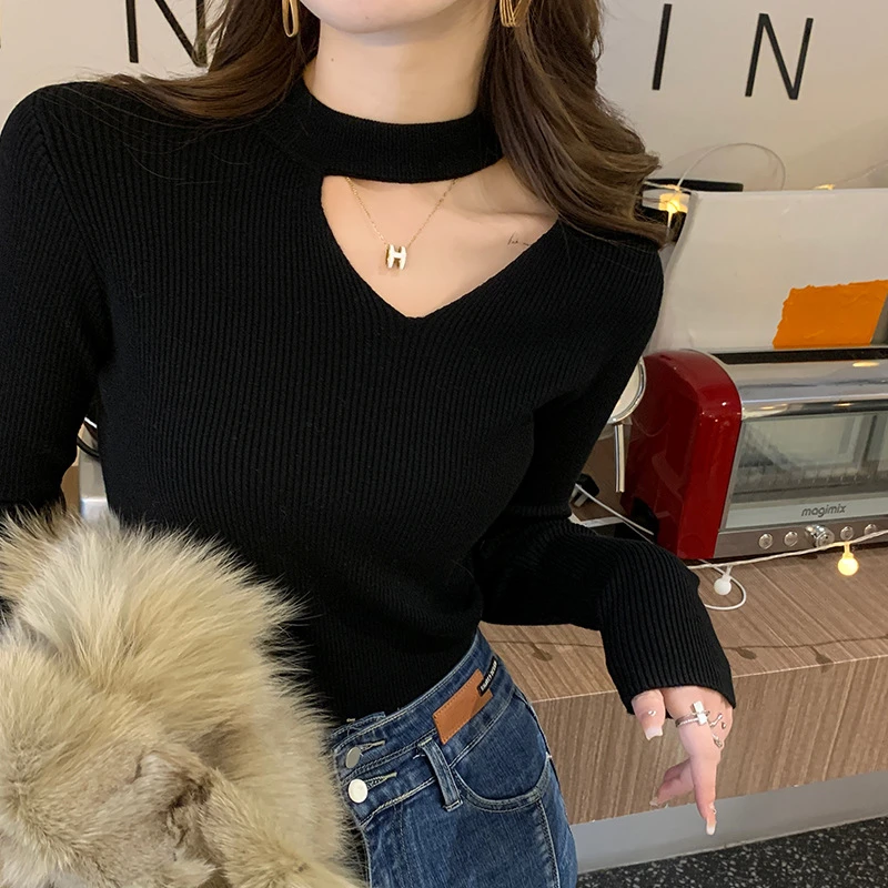 挂脖针织衫女打底衫秋冬高级感内搭2025新款爆款上衣设计感小众