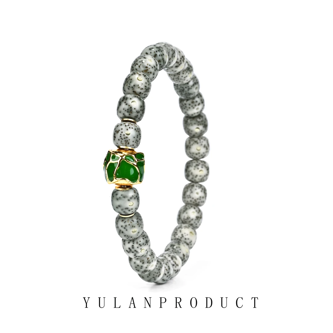 钰澜文玩星月菩提-正宗海南毛感料-9*8青花+木纹珠隔珠搭配