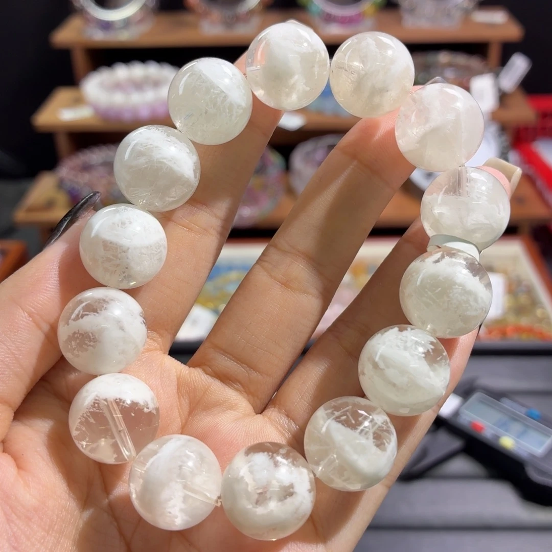 手串未镶嵌水晶白雪花幽灵15m