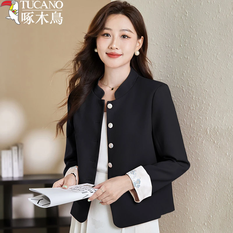TUCANO/啄木鳥小香风短外套女春秋复古新款中式气质洋气时尚上衣