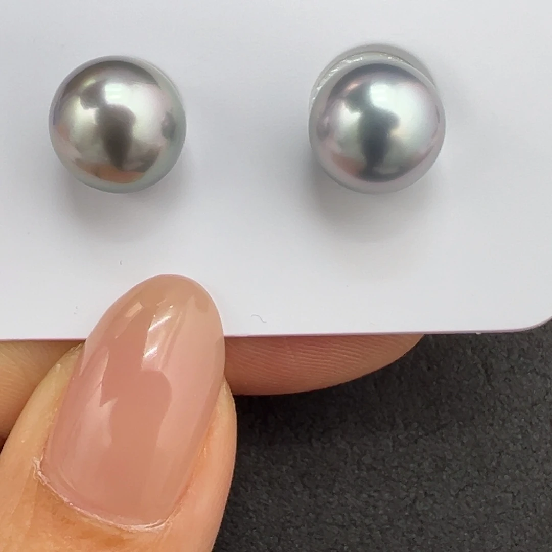 未镶嵌海水珍珠10.1mm铂金灰炫彩对珠