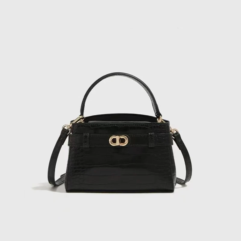 2025时尚新款单肩斜挎手拎鳄鱼纹百搭潮流凯莉女包