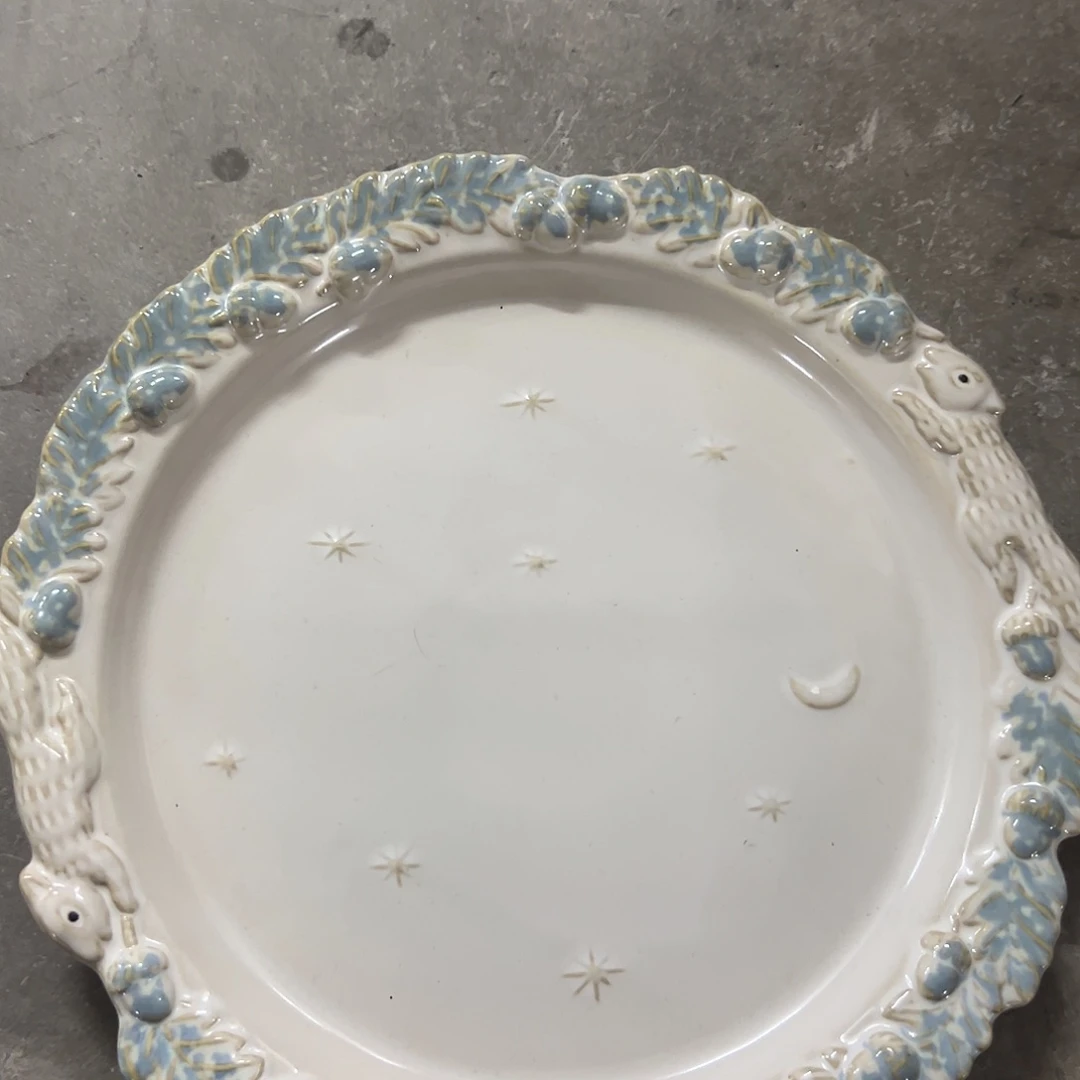 搪瓷微瑕巴洛克十寸盘一个