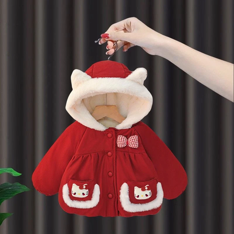 女童棉服冬装加绒加厚外套女宝宝保暖棉袄洋气儿童冬季棉衣拜年服