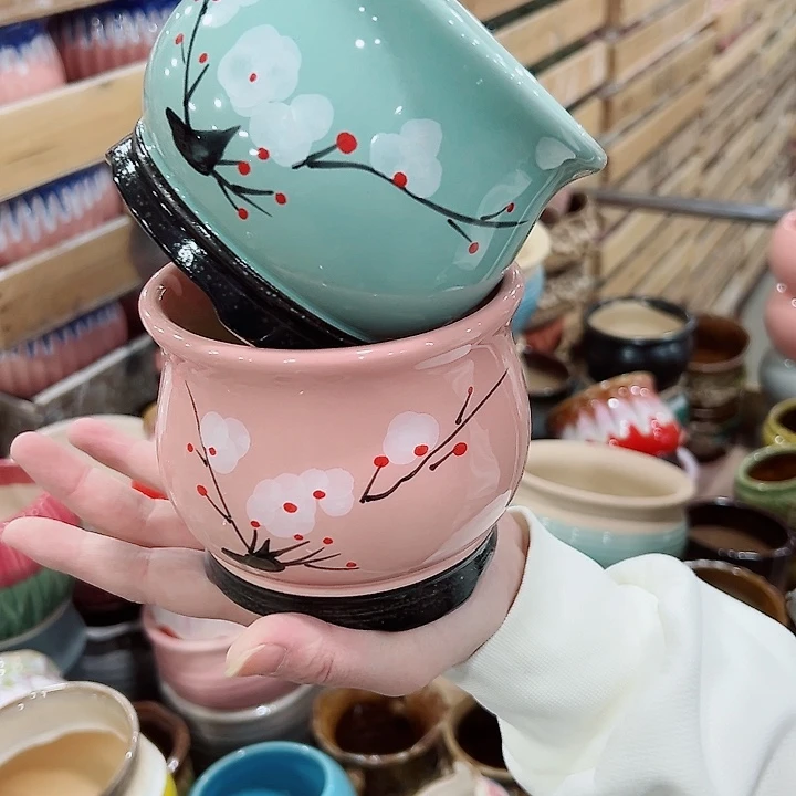 有孔.凑满10元发货多肉陶瓷花盆！