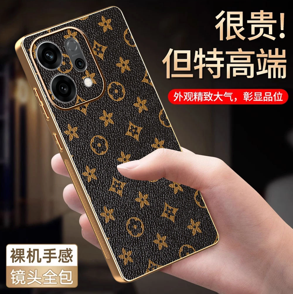 适用opporeno14手机壳reno14pro保护套男女士轻奢素皮高级感防摔