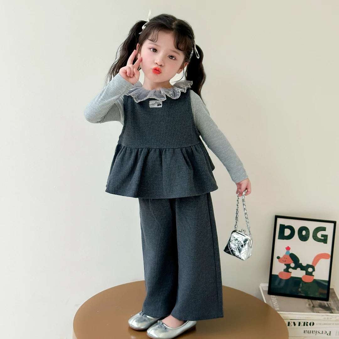 女童套装春秋装2025新款儿童洋气小女孩秋季马甲三件套时髦韩版潮