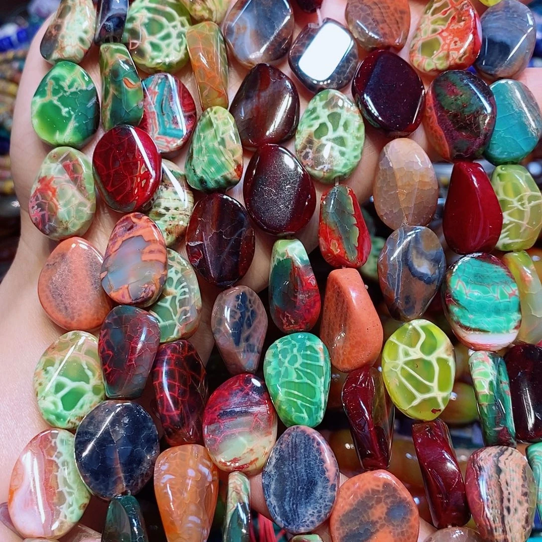 玛瑙/玉髓配珠天然龙鳞玛瑙扭牌一条16✖️22