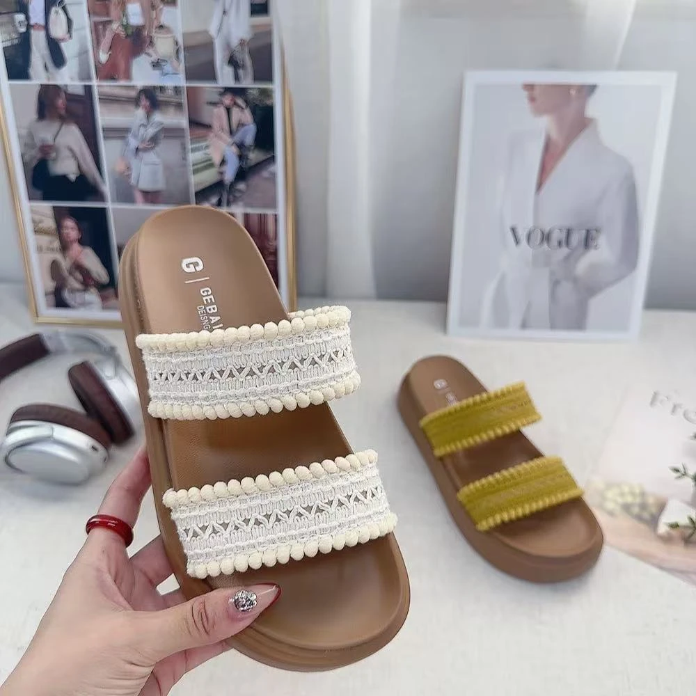 165-12复古编织潮流百搭休闲拖鞋