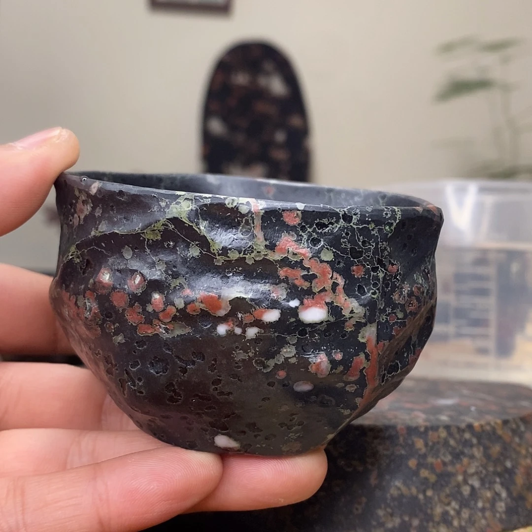 天***）豫石匠茶周边梅花玉安山玉炸炸炸！一对