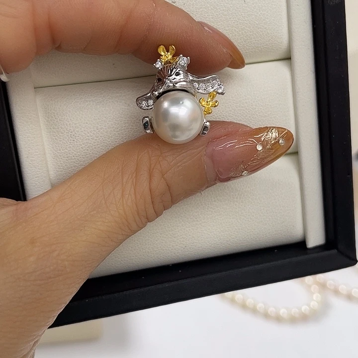 吊坠(不含链)银S925镶嵌海水珍珠
