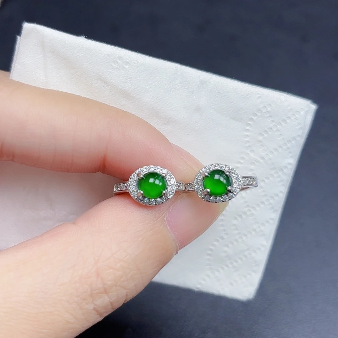 翡翠耳饰银S925镶嵌朱****i耳饰