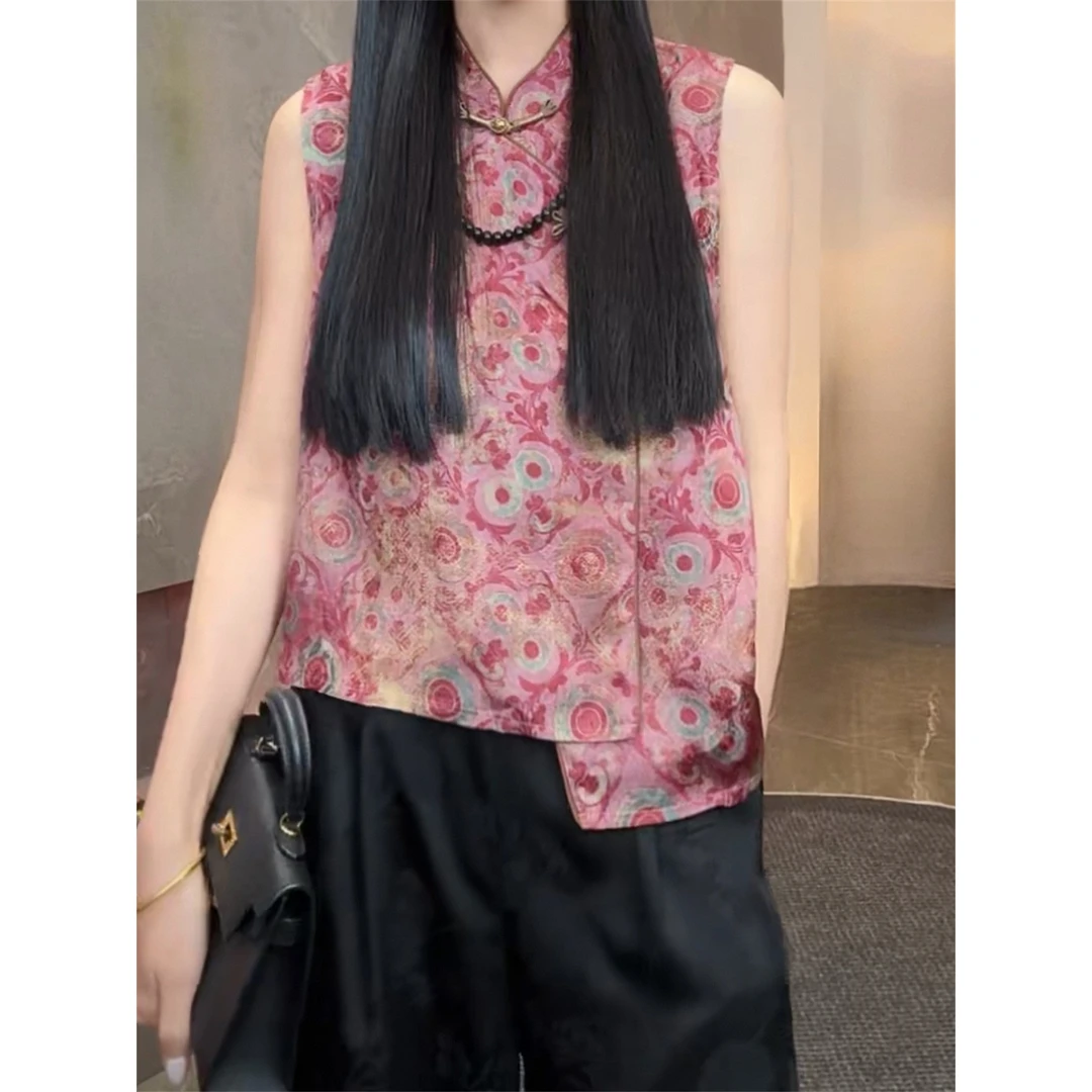 【烟柳画桥】新中式网红时尚复古百搭无袖马甲女国风盘扣减龄上衣