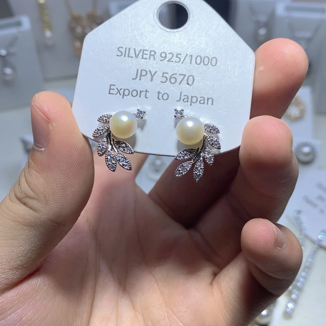 淡水珍珠耳饰银S925镶嵌