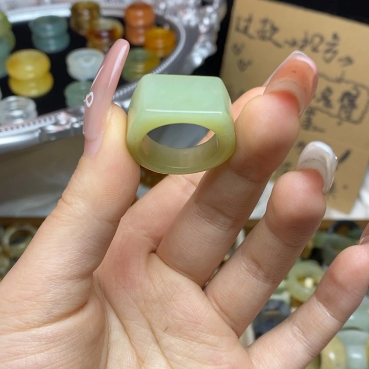 蛇纹石玉合金戒指42-19.0微瑕