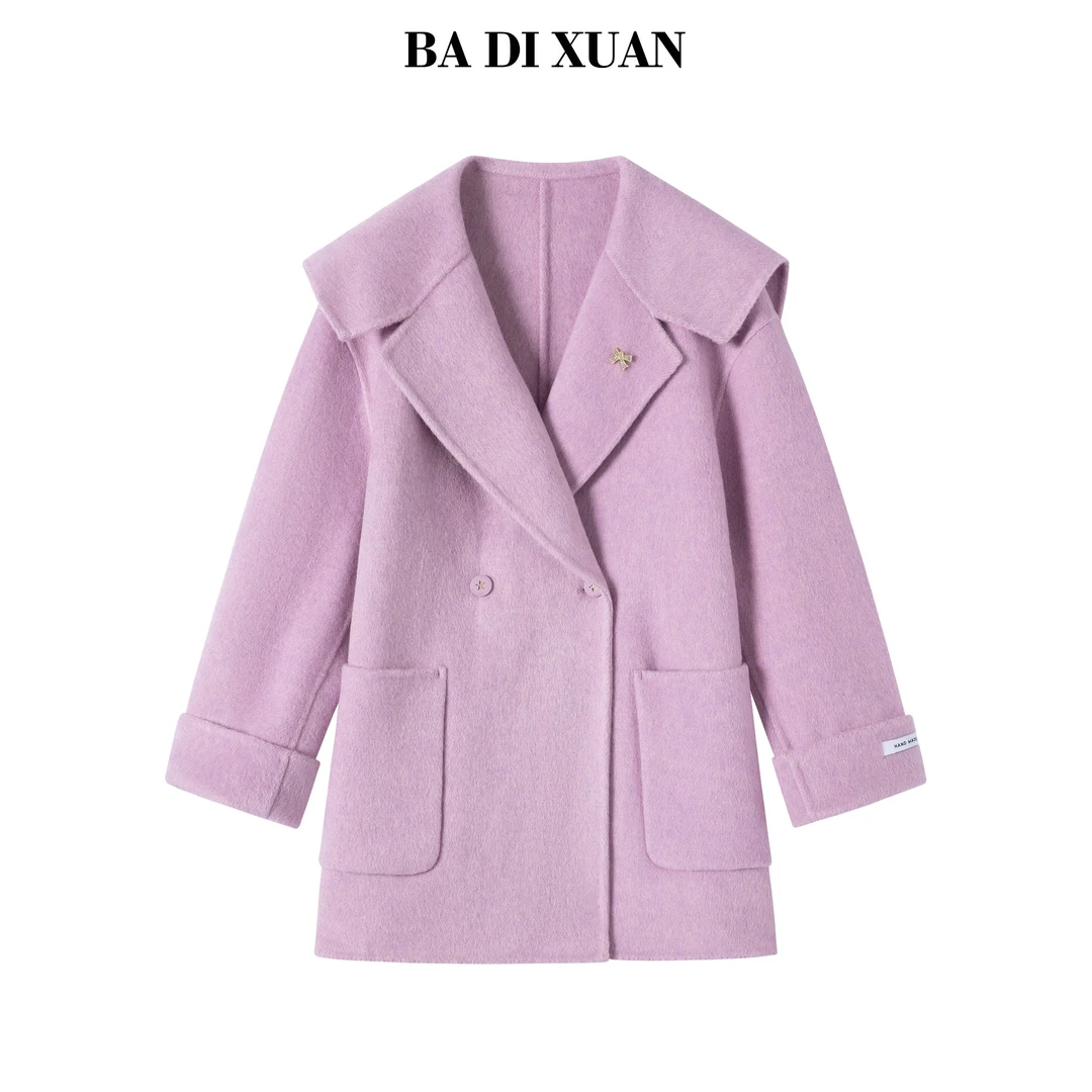 2025新款你双面羊毛大衣海军领短款秋冬外套8607