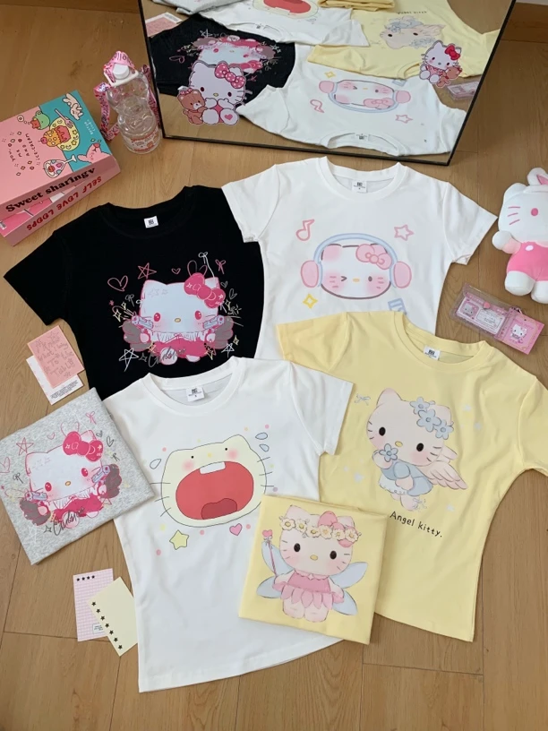 【咕噜泡泡】A01-A50清货断码可爱kt短袖正肩百搭小上衣