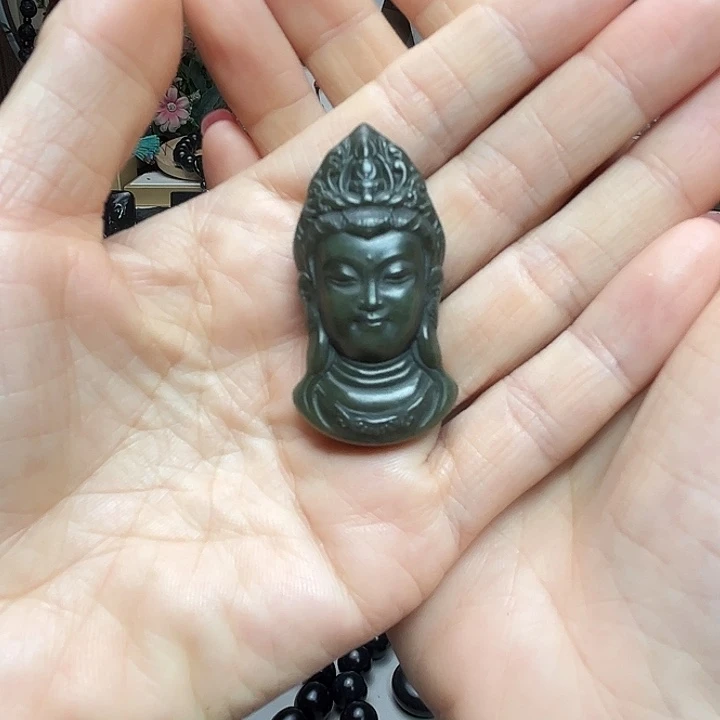 和田玉（墨玉）未镶嵌颈饰佛头