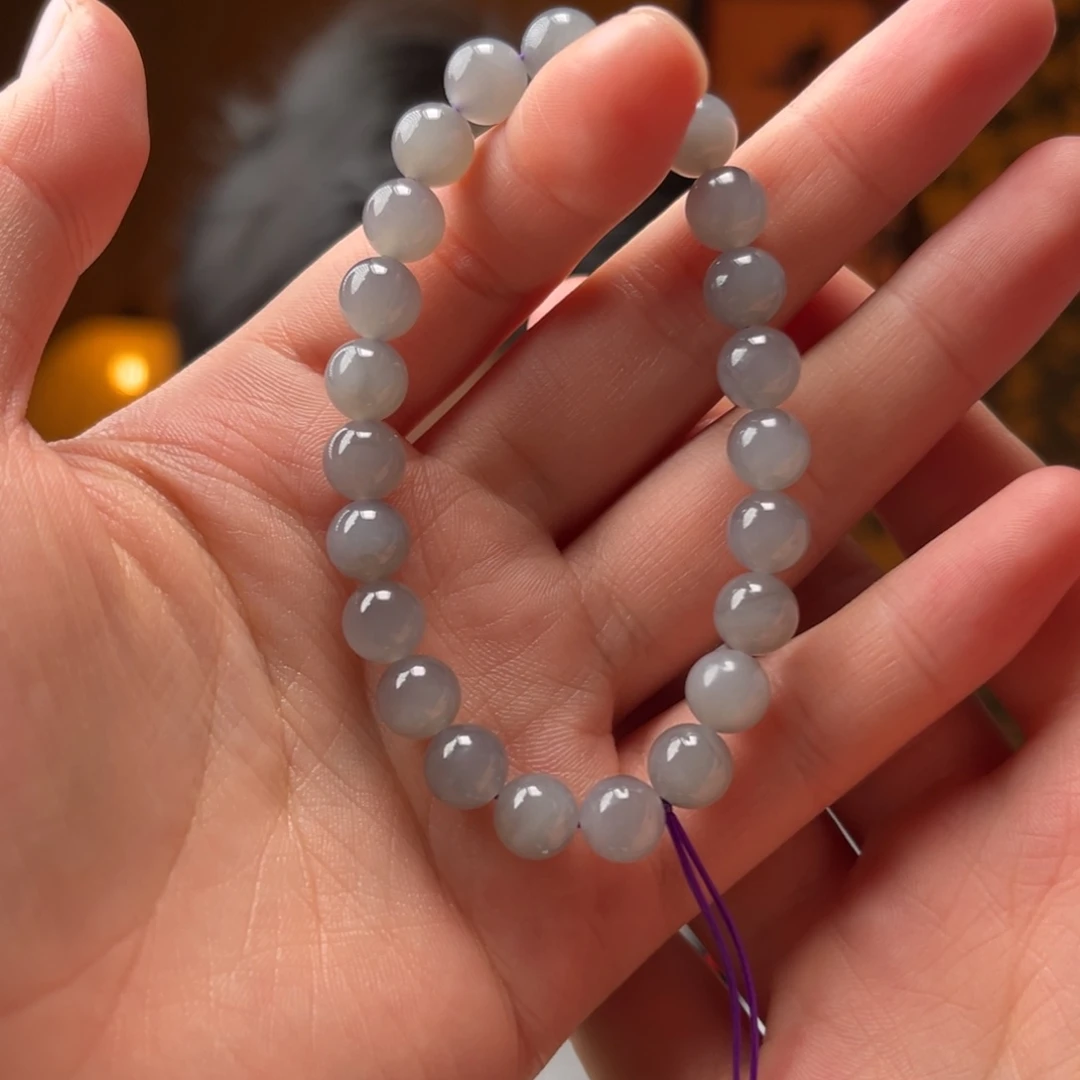 手串未镶嵌和田玉冰烟紫8mm180