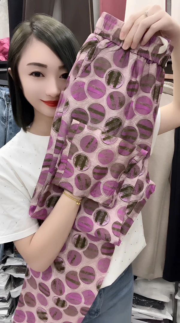 J8625 夏款天丝麻工艺提花小脚裤