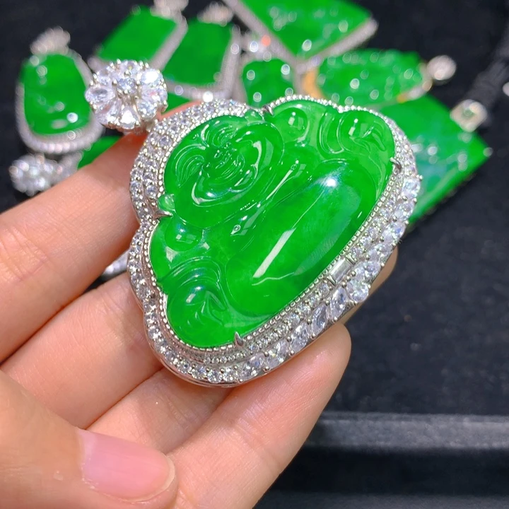 翡翠颈饰银S925镶嵌分****王一个
